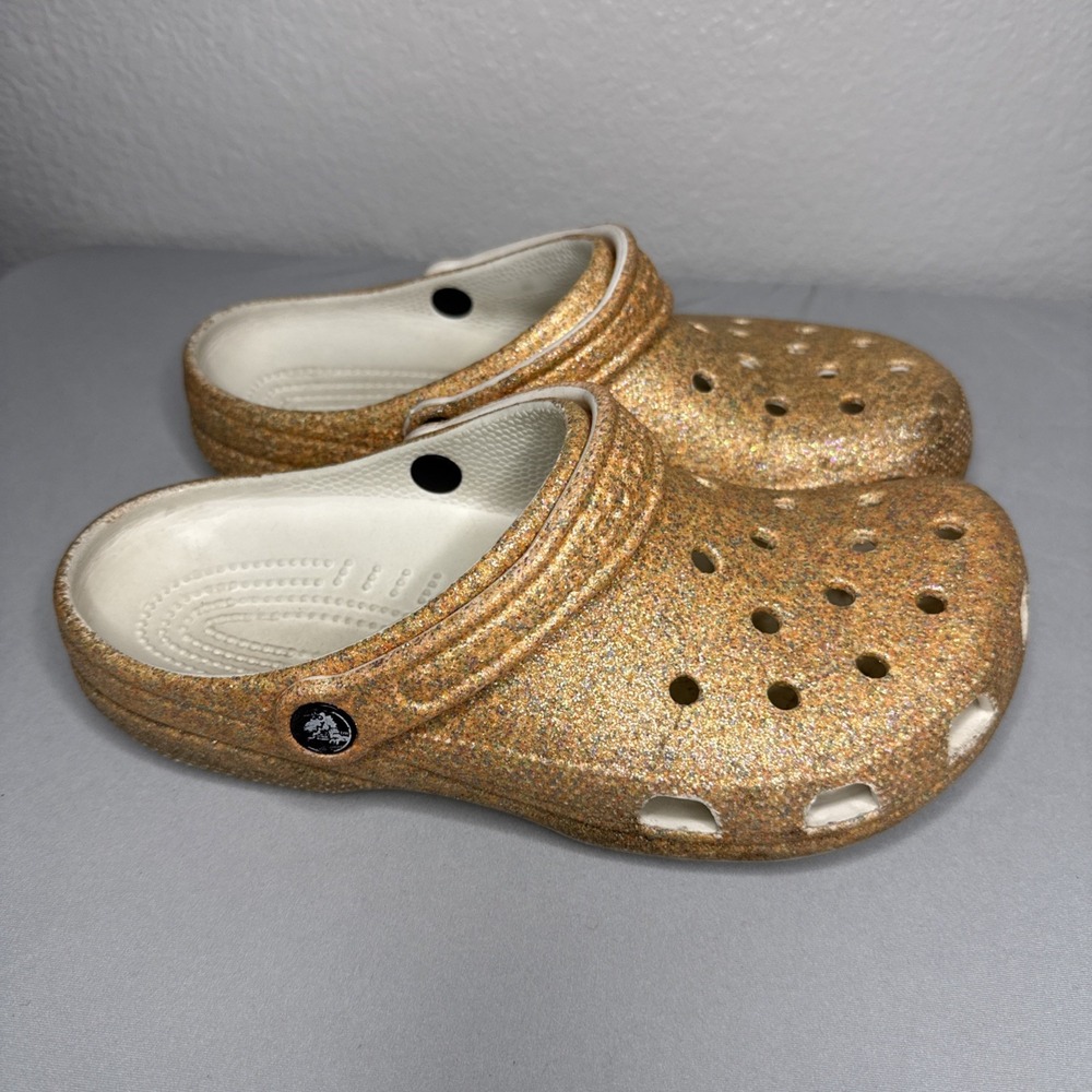 Crocs Adult Classic Glitter Clog Orange Women Size 9